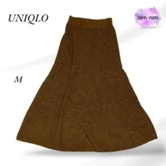 A739.ユニクロU.ニットスカート【M】ブラウン/ロングタイト/綺麗シルエット