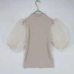 GRL グレイル ベージュ パフスリーブ ニット 半袖 Mサイズ