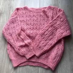 ピンク ニット S～M 古着 カラフル