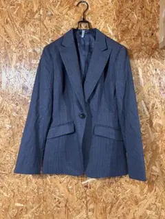 COMME CA ISM グレー ストライプ テーラードジャケット　Lサイズ