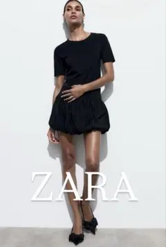 ZARA ネイビー バルーンミニスカート Mサイズのサムネイル