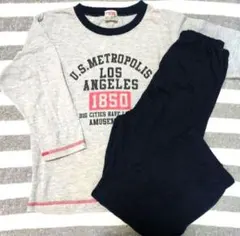 男の子 長袖パジャマセット 120 グレー&ネイビー