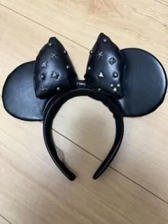 スタッズ付きブラックミニーマウス耳カチューシャ