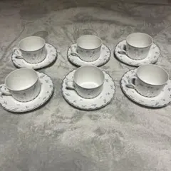 希少•美品 リチャードジノリ　6客セット　青い花柄　カップアンドソーサー