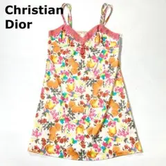 【新品】クリスチャンディオール 花柄 エプロン すずらん ポケット ピンク 新品】クリスチャンディオール 花柄 エプロン すずらん ポケット