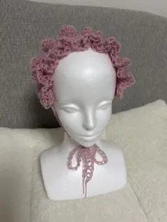 ハンドメイド　ヘッドドレス　ニット　フリル