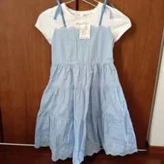 メゾピアノ ギンガムドッキングワンピース　140