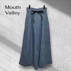 Mouth Valley ワイドパンツ【M】デニムブルー 綿100% リボン