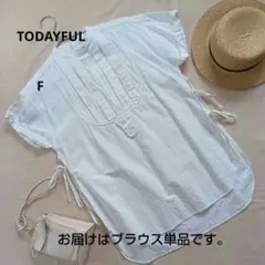 週末価格TODAYFULハーフスリーブドレスシャツ白 ブラウスF綿100%のサムネイル