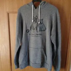 soccer junky 犬猫イラスト パーカー グレー