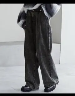 クシル cussil ストレッチルーズシルエットハイウエストスラックス　S