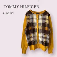 【トミーヒルフィガー】カーディガン　チェック　オフィス　マスタード　TOMMY