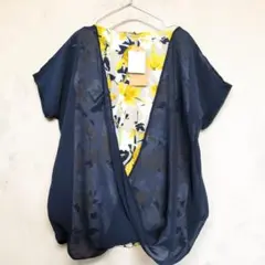 新品タグ付✩アツロウタヤマ✩シアー重ね着風花柄トップス✩ネイビーフリーのサムネイル