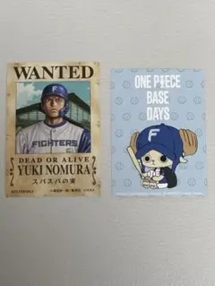 日本ハムファイターズ　ONE PIECE手配書ステッカー　野村佑希 チョッパー