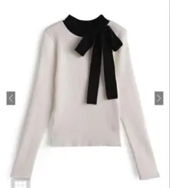 GRL グレイル grl 配色リボンリブニットトップス[lt127]