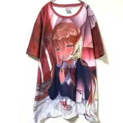 インポート ビッグサイズ アニメ総柄 クルーネック半袖カットソー L ストリート