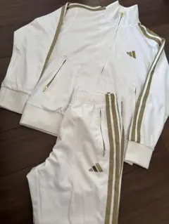 adidas ジャージ上下セット ホワイト ゴールド