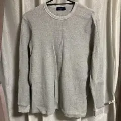 BACK NUMBER ワッフルクールネック長袖Tシャツ　グレー　Mサイズ