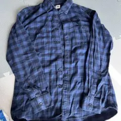 UNIQLO ネルシャツ L ネイビー/ブラックチェック