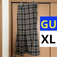 【XL】ジーユー マーメイドスカート ロング丈 チェック柄 スタイルアップ