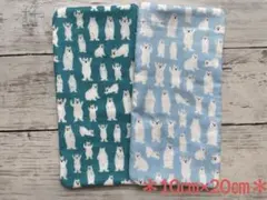 ガーゼ＊ハンカチ＊ハンドメイド　6重ガーゼハンカチＡ　ほのぼのくまさん2枚セット