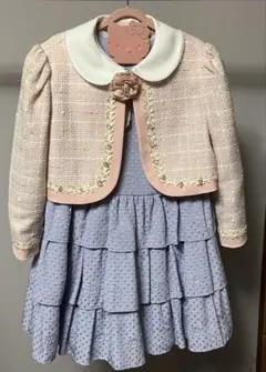 ツイードジャケットと水色ドレスセット