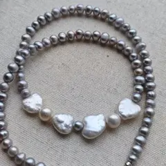 【今日特価の一品】リボン本真珠パールネックレス『りんりん手作』