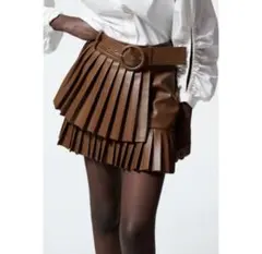 ZARA ザラ　レザー調プリーツスカート