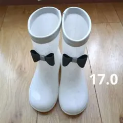 アンパサンド　レインシューズ 17.0cm　白　リボンつきのサムネイル