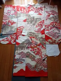 振袖 朱赤 松竹梅 鶴 雲取り 袷 振袖 朱赤 松竹梅 鶴 雲取り 袷 - メルカリ
