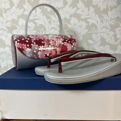 和装用バッグ草履セット　成人式　振袖用　結婚式　花柄