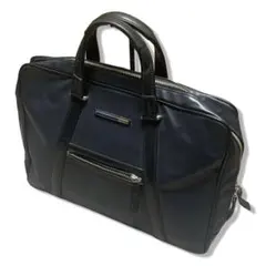 カルバンクライン　ビジネスバッグ　A4収納可　シルバープレート　レザー　ネイビー