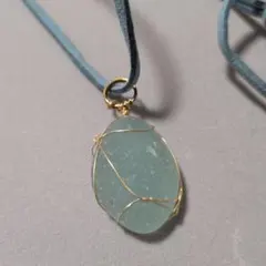 ハンドメイド 青緑色 シーグラス ネックレス
