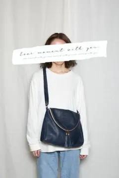 NOBRAND ネイビーショルダーバッグ