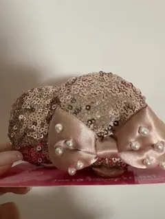 ディズニー カチューシャ ヘアピン ミニー ぱっちん ピンクゴールドスパンコール