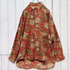 ヴィンテージ Mr Soro幾何学模様の長袖シャツ 総柄 Lサイズ