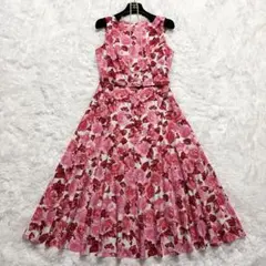大きいサイズ✨ローラアシュレイ ロングワンピース フレア 花柄 バラ ベルト付き