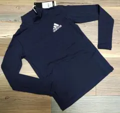 ジュニア120★アディダス★CLIMAWARM保温＆透湿裏起毛モックシャツ 紺