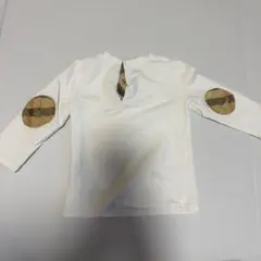 ホワイト 長袖Tシャツ 肘当て付き