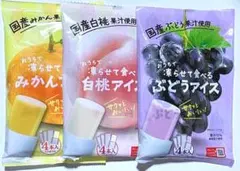 国産 果汁使用 おうちで凍らせて食べる アイス みかん、白桃、 ぶどう　セットのサムネイル