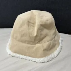 バケットハット　レディース　リバーシブル　ボア　　ホワイト　ベージュ　未使用