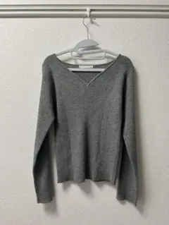 Ehyphen world gallery 長袖 リブニット グレー