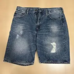 GU デニムハーフパンツ Lサイズ ダメージ加工のサムネイル