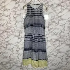 Mossimo Dutti⭐️【38】シルク混ボーダーノースリーブワンピース紺黄のサムネイル