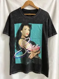 Selena セレーナ Tシャツ ケミカルウォッシュ バンドT 黒 M