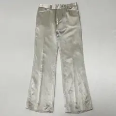 00s HAMNETT シルク リネン サテン センタープレス フレアスラックス