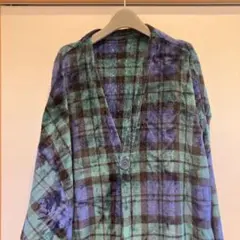 【美品】ニトリ着る毛布（グリーンチェック）