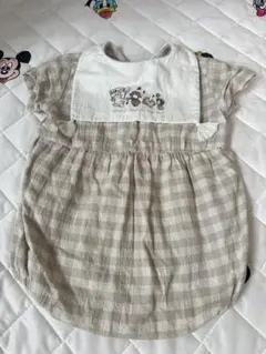 cottoli セーラー　おさんぽ　チェック　ロンパース　ベージュ　80