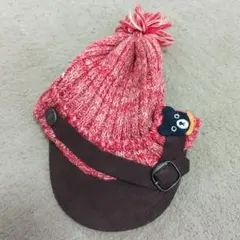 DOUBLE -B赤いニット帽子 クマ刺繍