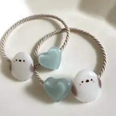 シマエナガ　ハート　ヘアゴム